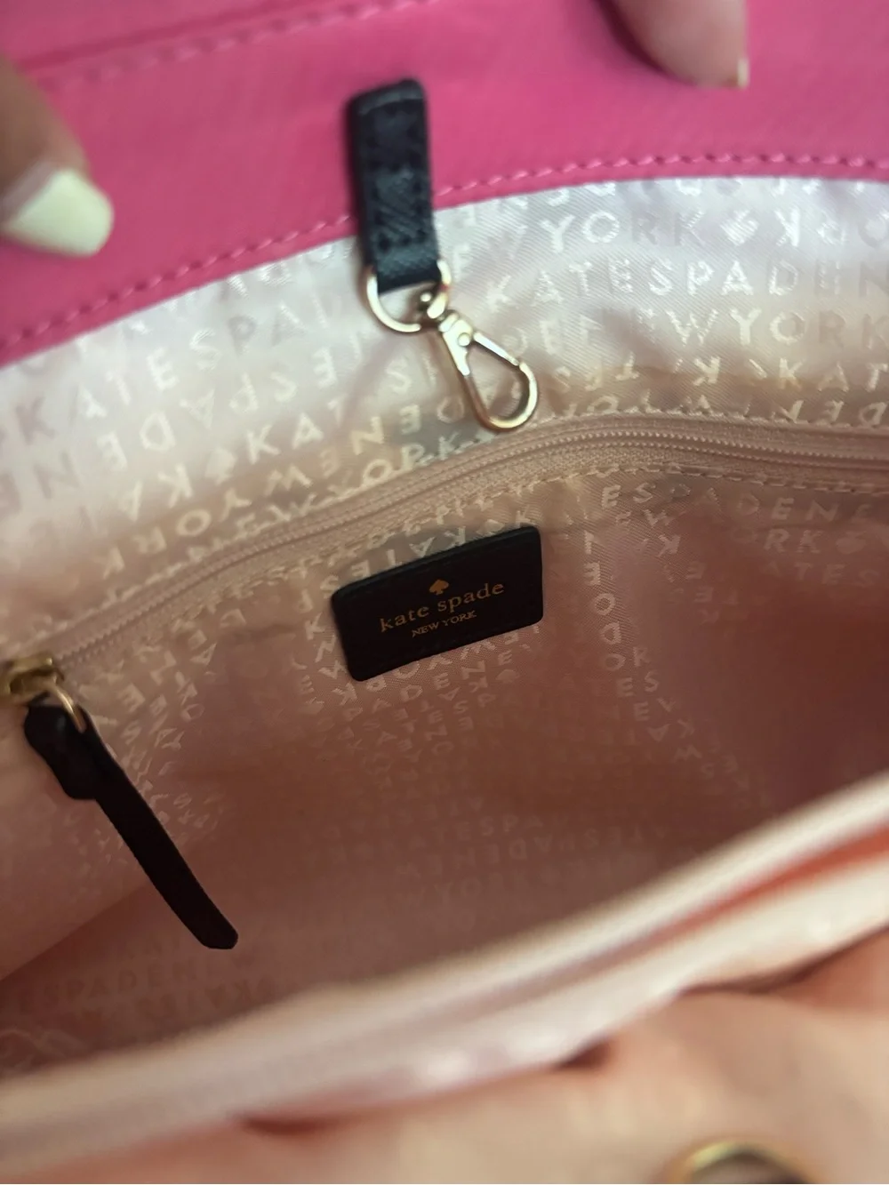 kate spade Hot Pink Nylon Tote with Black Handles - Picture 4 of 5
